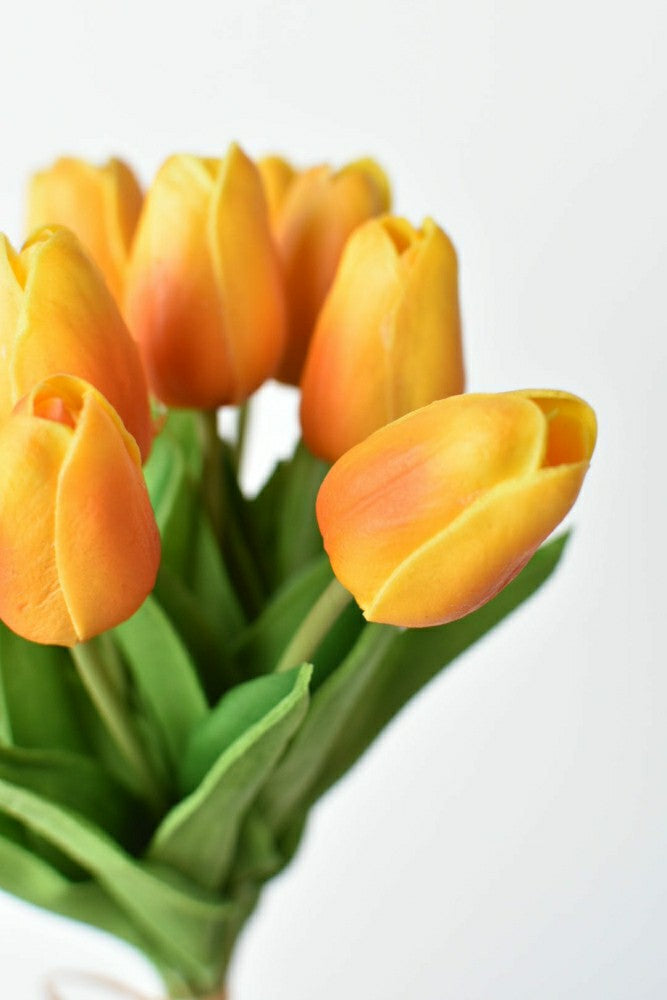 13.5" Faux Real Touch Orange/Yellow Tulip Bundle : 12 Stems | Plow & Hearth