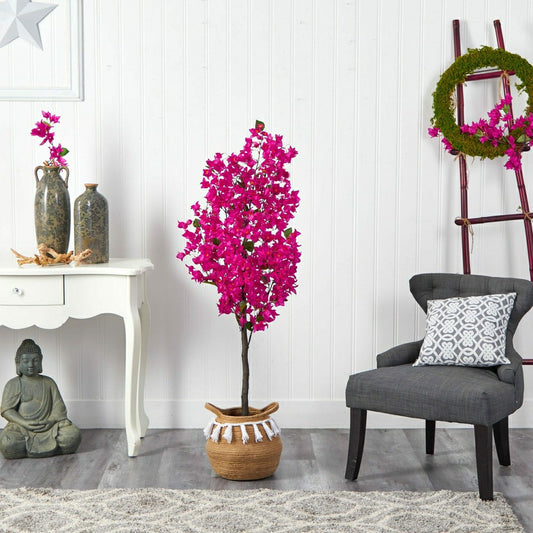 Bougainvillea Tree with Jute & Cotton Basket, 5’ | Plow & Hearth