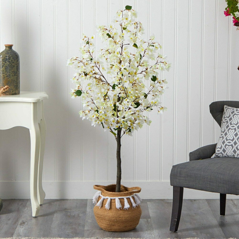Bougainvillea Tree with Jute & Cotton Basket, 5’ | Plow & Hearth