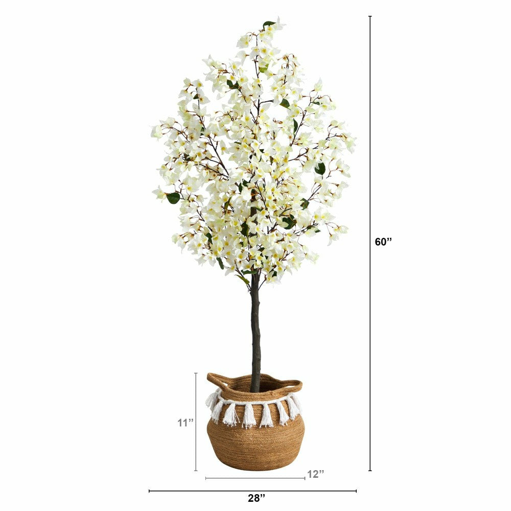 Bougainvillea Tree with Jute & Cotton Basket, 5’ | Plow & Hearth