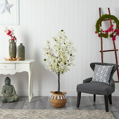 Bougainvillea Tree with Jute & Cotton Basket, 5’ | Plow & Hearth