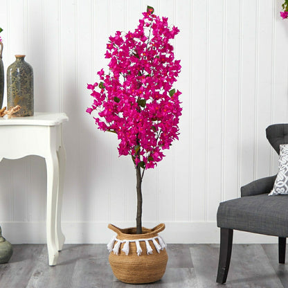 Bougainvillea Tree with Jute & Cotton Basket, 5’ | Plow & Hearth