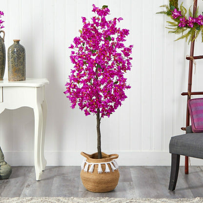 Bougainvillea Tree with Jute & Cotton Basket, 5’ | Plow & Hearth
