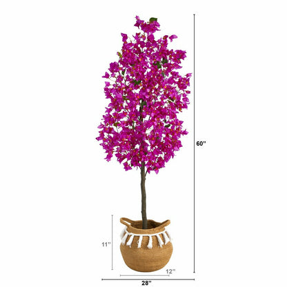 Bougainvillea Tree with Jute & Cotton Basket, 5’ | Plow & Hearth