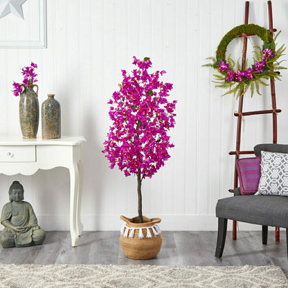 Bougainvillea Tree with Jute & Cotton Basket, 5’ | Plow & Hearth