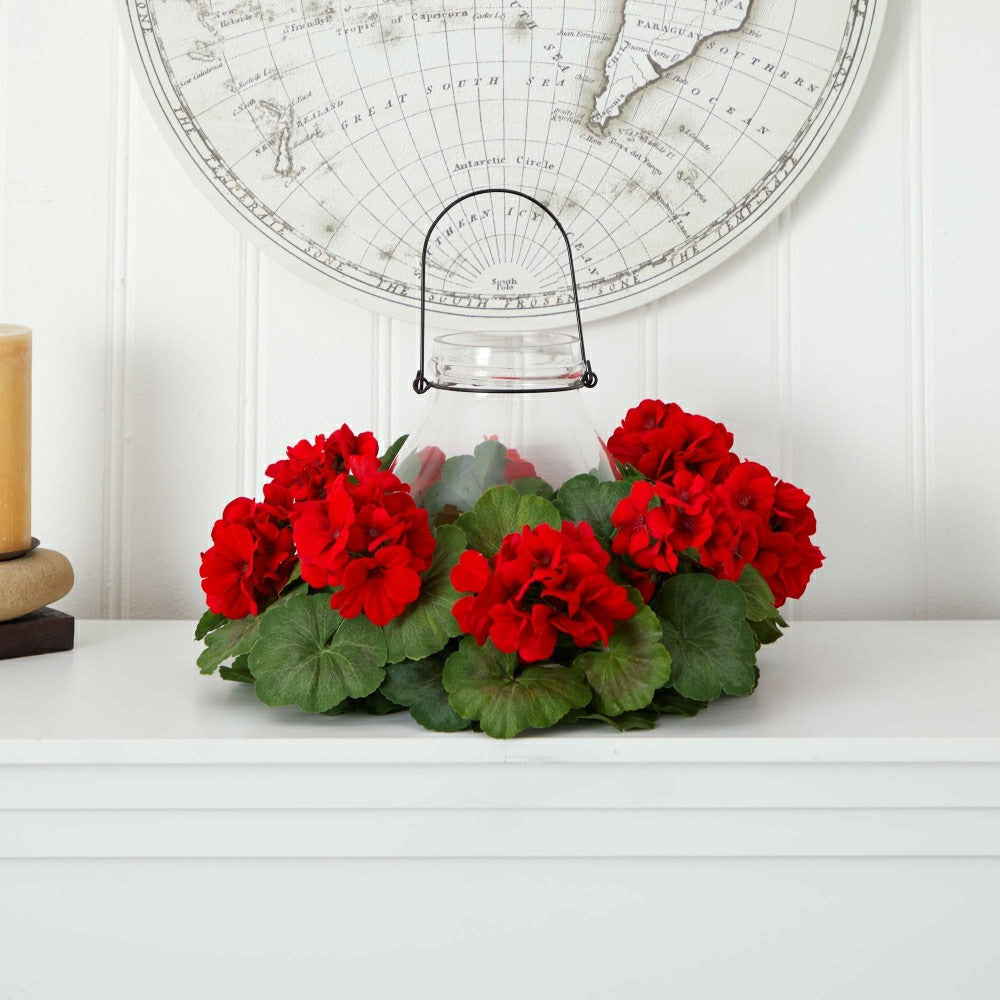 16” Artificial Geranium Candelabrum | Plow & Hearth