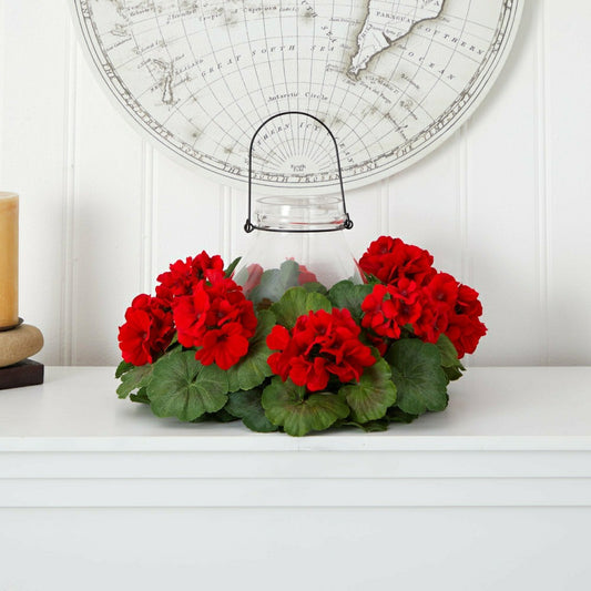 16” Artificial Geranium Candelabrum | Plow & Hearth