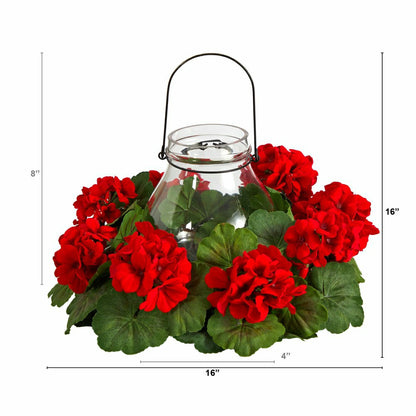 16” Artificial Geranium Candelabrum | Plow & Hearth