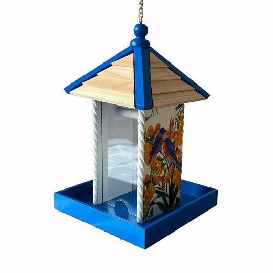 Townhouse Bird Feeder with Bluebirds and Camellia | Plow & Hearth