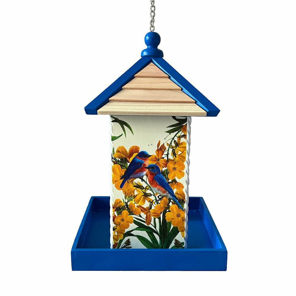 Townhouse Bird Feeder with Bluebirds and Camellia | Plow & Hearth
