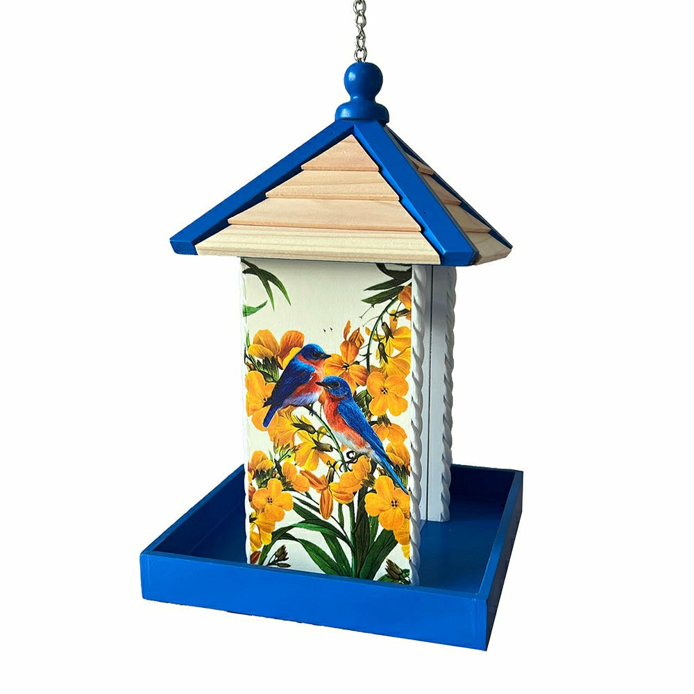 Townhouse Bird Feeder with Bluebirds and Camellia | Plow & Hearth