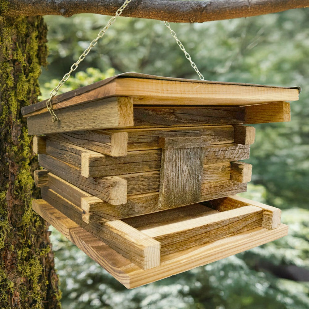 Franklin Cedar Log Cabin Bird Feeder | Plow & Hearth