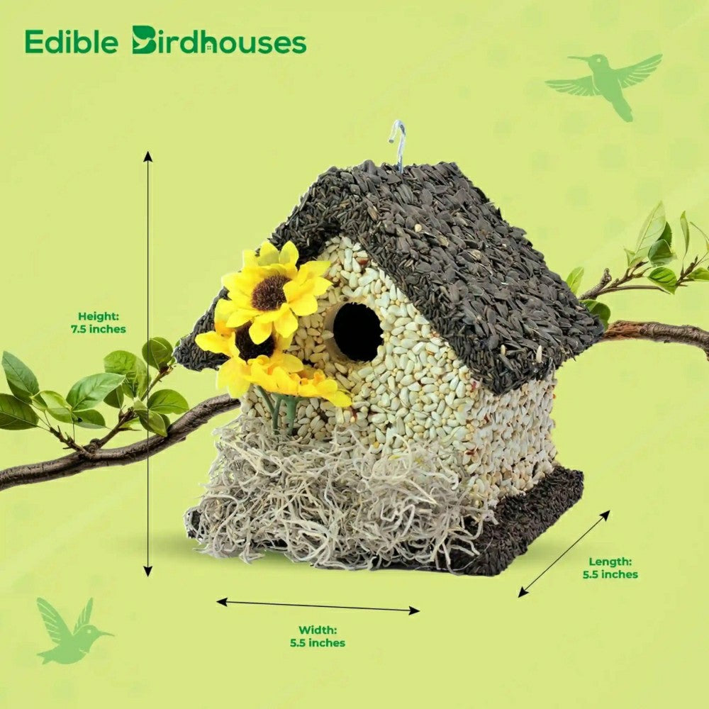 Short Handmade Edible Birdhouse with Dark Roof | Plow & Hearth