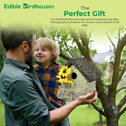 Short Handmade Edible Birdhouse with Dark Roof | Plow & Hearth