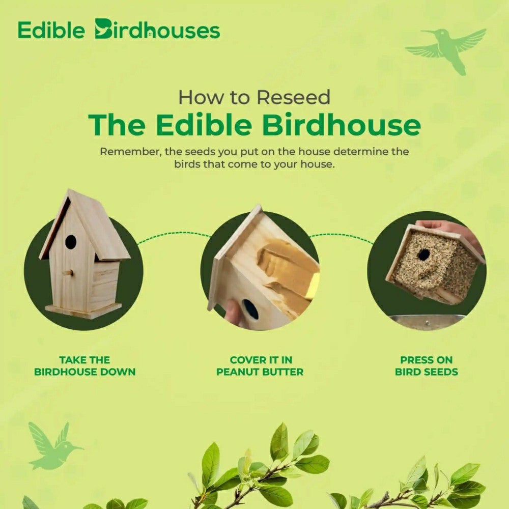 Short Handmade Edible Birdhouse with Dark Roof | Plow & Hearth
