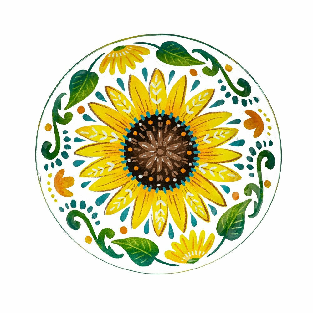 Petal & Plow Birdbath, Glass Folk Art Sunflower, 18" | Plow & Hearth