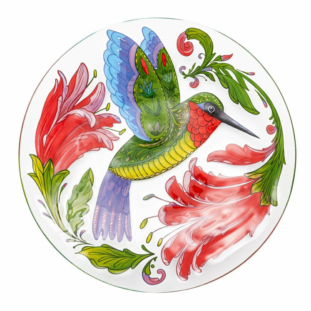 18" Folk-art Hummingbird Bird Glass Bird Bath | Plow & Hearth