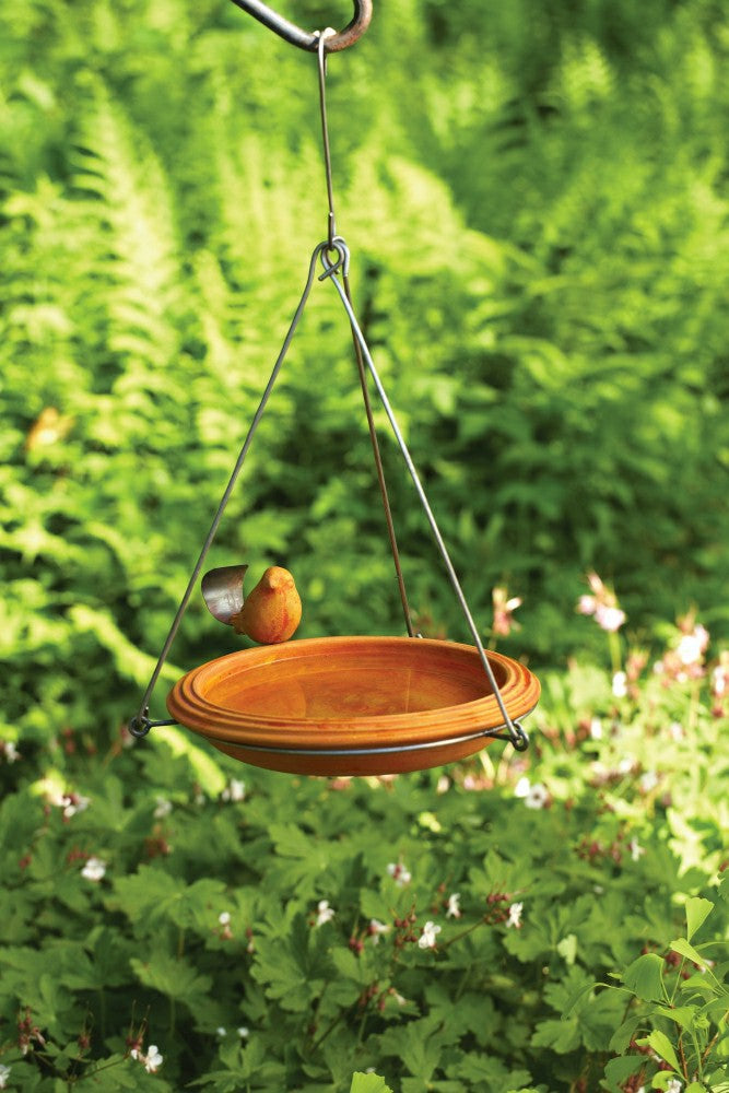 Terracotta Round Hanging Bird Bath | Plow & Hearth