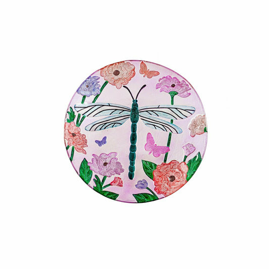 18" Glitter Hand Painted and Embossed Bird Bath, Dragonfly | Plow & Hearth
