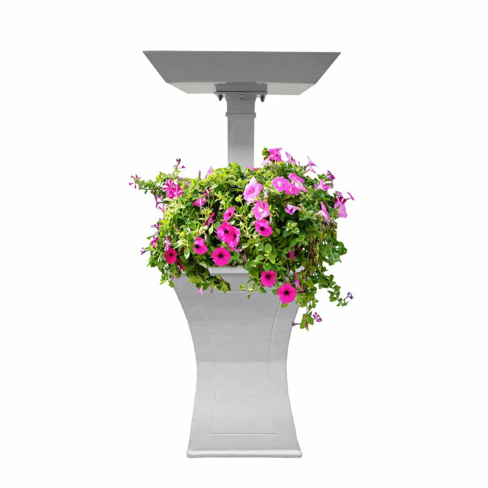 Modern Square Cast Aluminum 40-in Bird Bath and Planter Vase Combo | Plow & Hearth