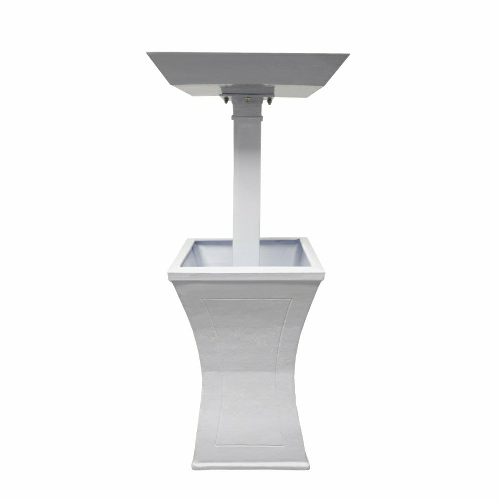 Modern Square Cast Aluminum 40-in Bird Bath and Planter Vase Combo | Plow & Hearth