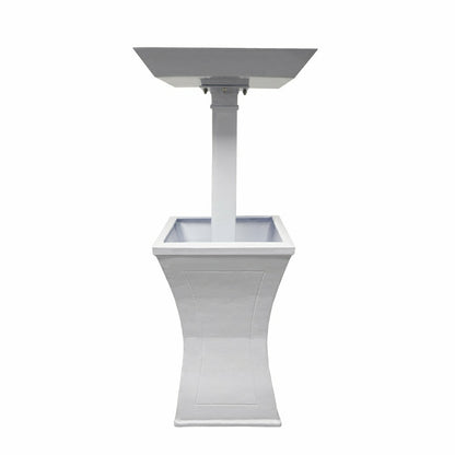 Modern Square Cast Aluminum 40-in Bird Bath and Planter Vase Combo | Plow & Hearth