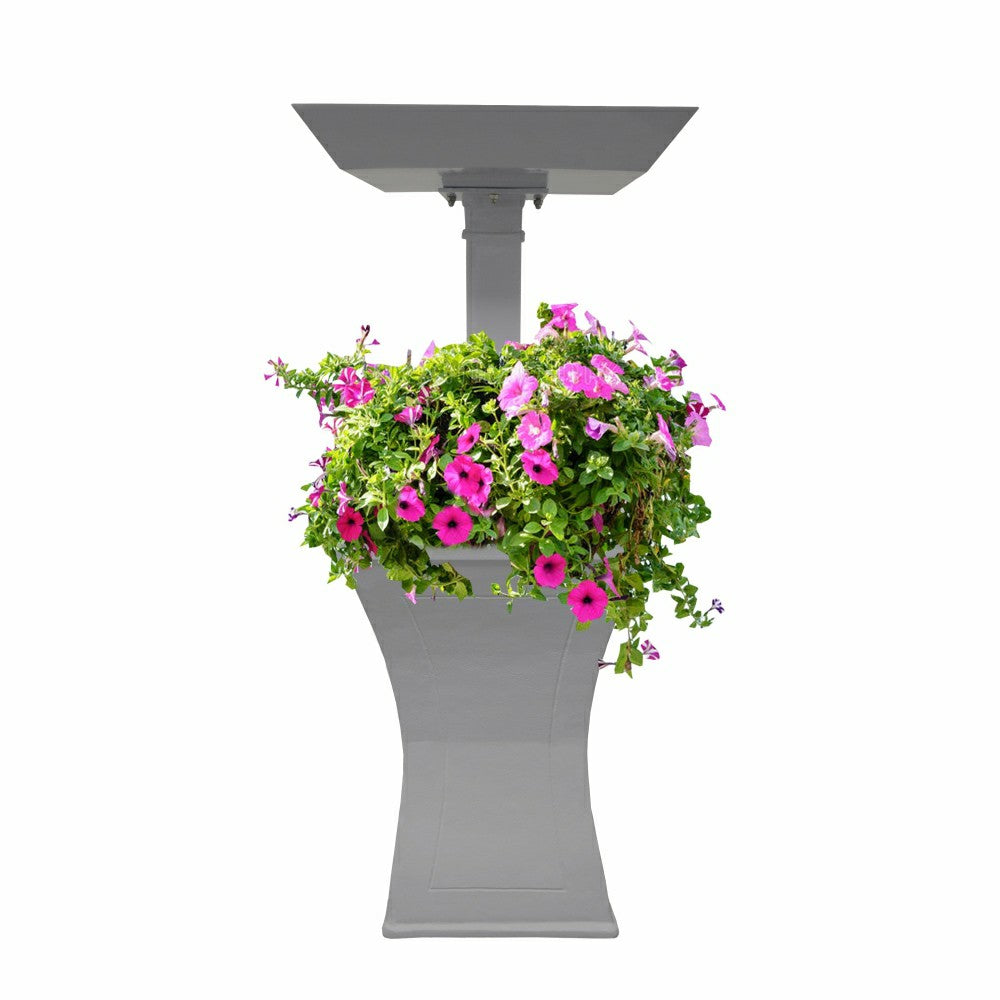 Modern Square Cast Aluminum 40-in Bird Bath and Planter Vase Combo | Plow & Hearth