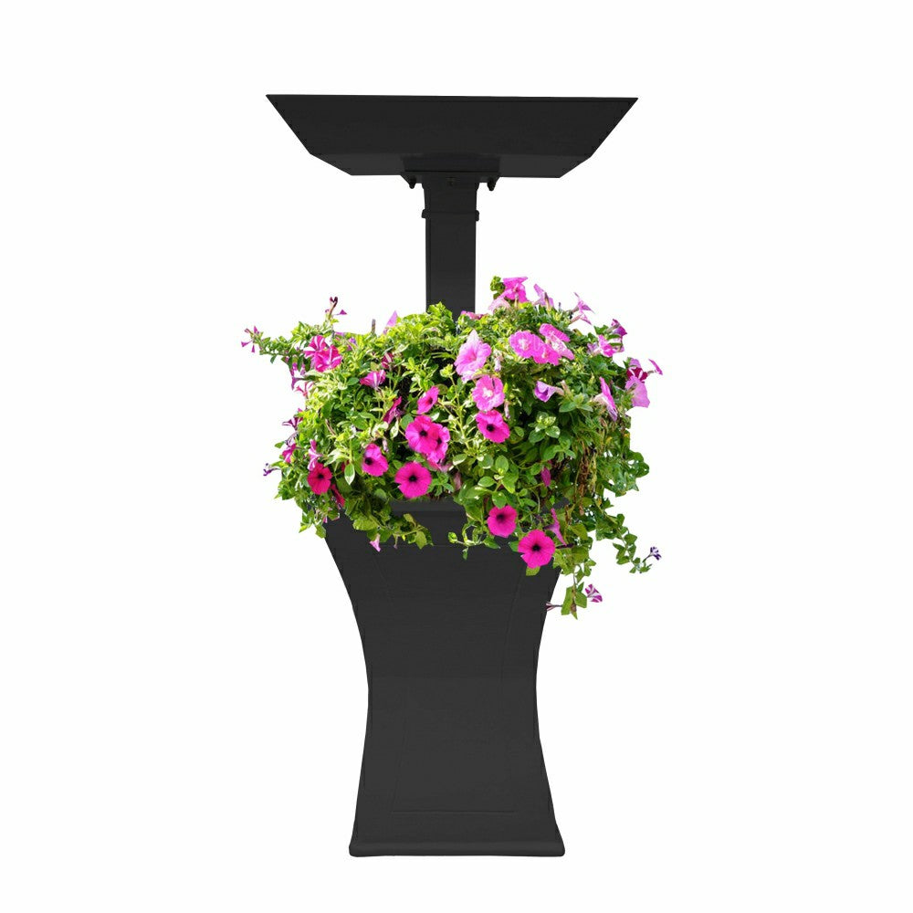 Modern Square Cast Aluminum 40-in Bird Bath and Planter Vase Combo | Plow & Hearth