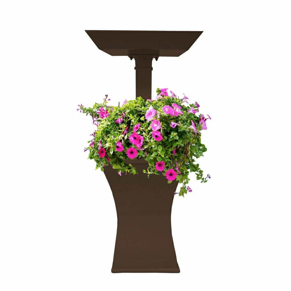 Modern Square Cast Aluminum 40-in Bird Bath and Planter Vase Combo | Plow & Hearth