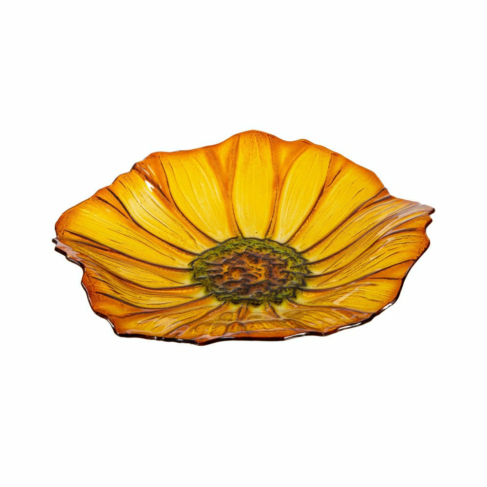 Petal and Plow Birdbath, Sunflower Glass Birdbath, 16" | Plow & Hearth