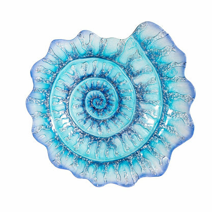 Blue Coastal Birdbath, Shell Glass Birdbath, 18" | Plow & Hearth