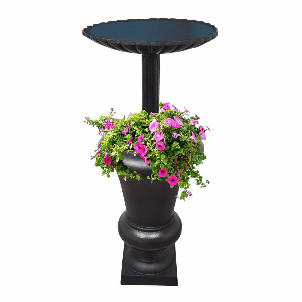 Ornate Round Cast Aluminum Metal 40-in Bird Bath Planter Vase Combo | Plow & Hearth