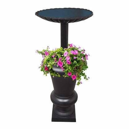 Ornate Round Cast Aluminum Metal 40-in Bird Bath Planter Vase Combo | Plow & Hearth