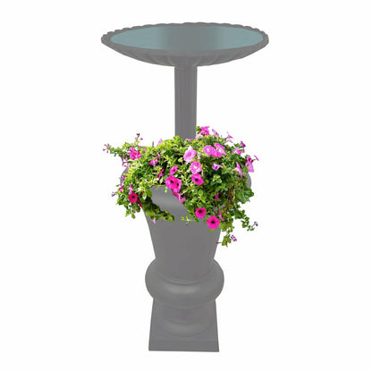 Ornate Round Cast Aluminum Metal 40-in Bird Bath Planter Vase Combo | Plow & Hearth