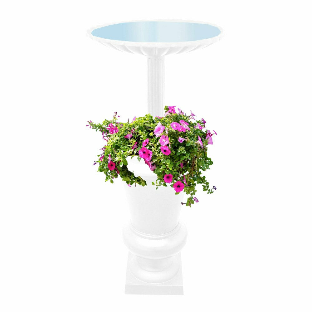 Ornate Round Cast Aluminum Metal 40-in Bird Bath Planter Vase Combo | Plow & Hearth