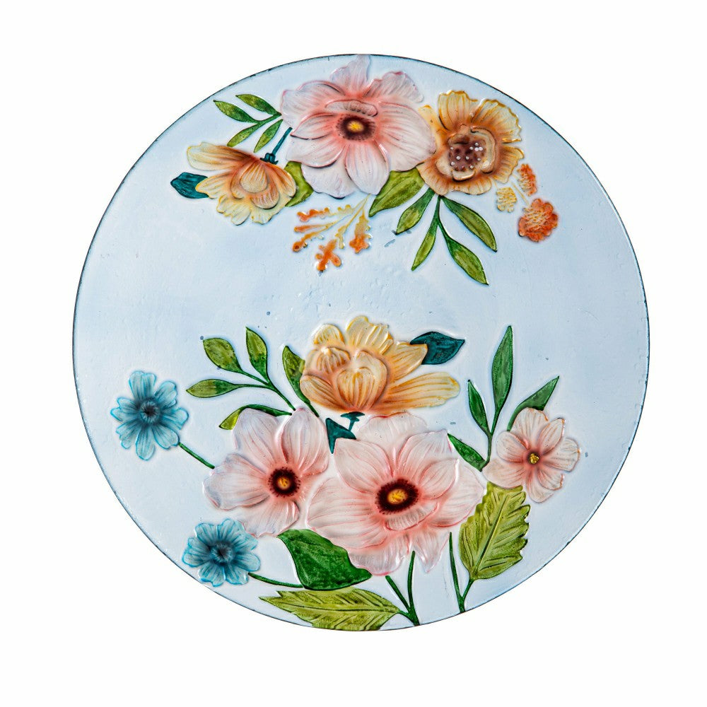 Petal and Plow Birdbath, Farmhouse Flowers Glass Birdbath, 18" | Plow & Hearth