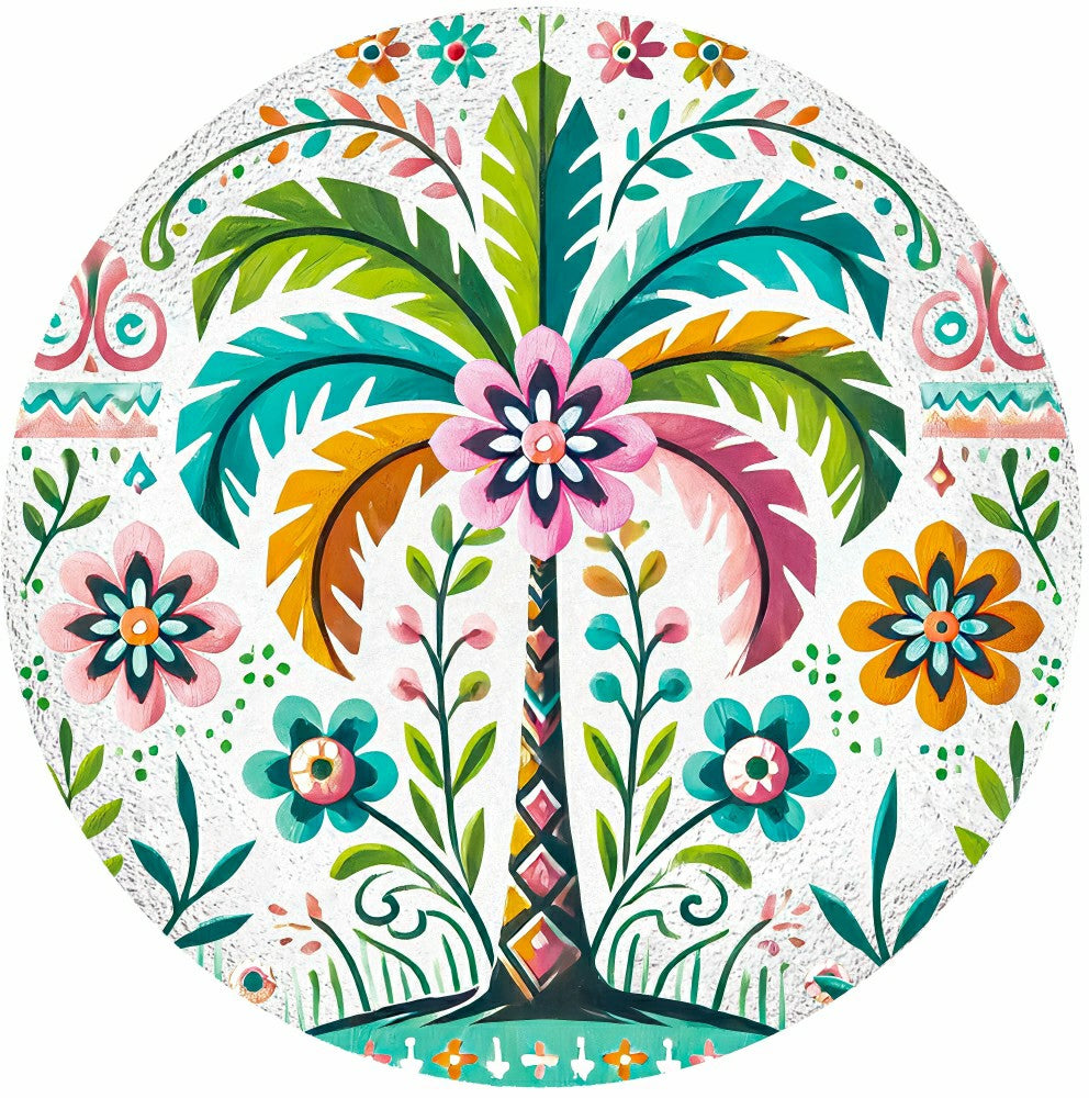 Palm Beach Birdbath, Glass Folk Art Palm Tree, 18" | Plow & Hearth