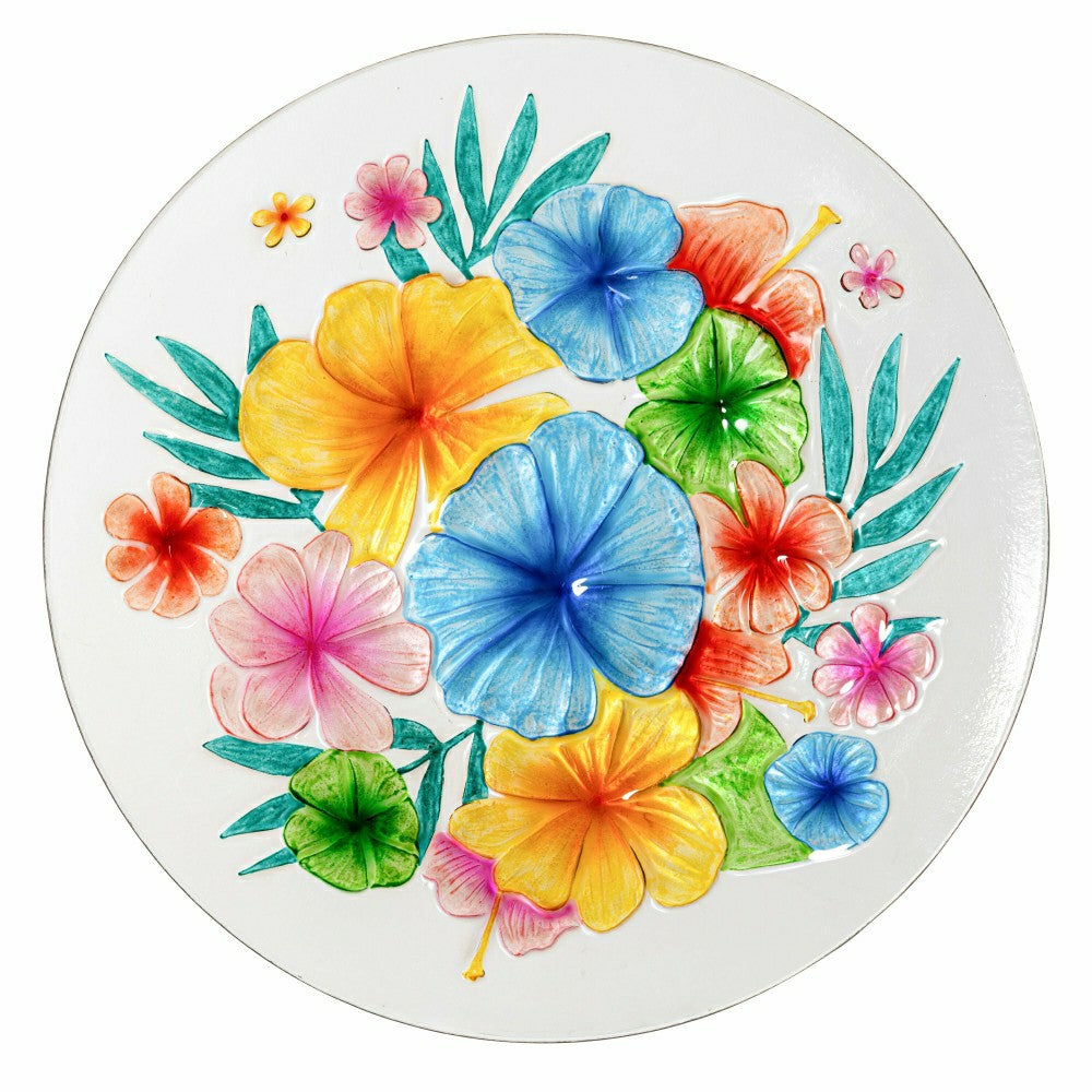 Palm Beach Birdbath, Hibiscus Flower Glass Birdbath, 18" | Plow & Hearth