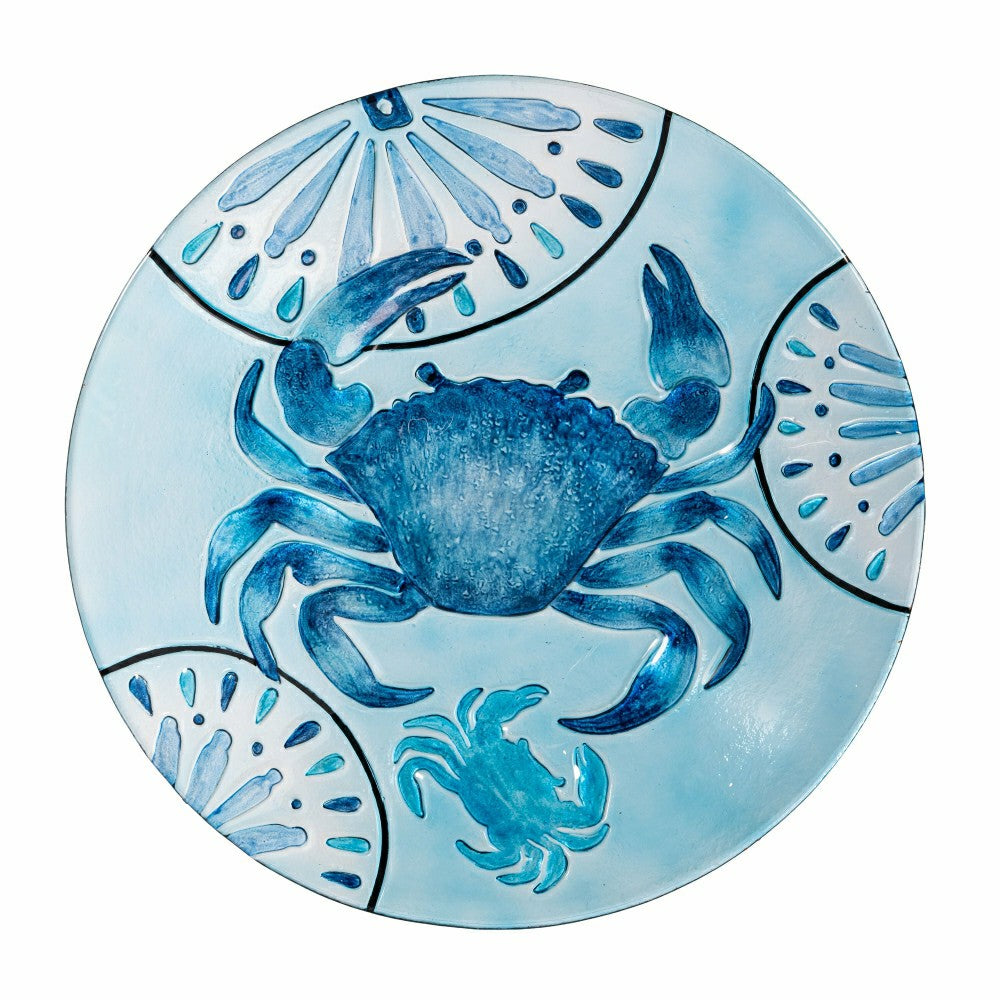 Blue Coastal Birdbath. Blue Crab Glass Birdbath, 18" | Plow & Hearth