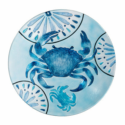 Blue Coastal Birdbath. Blue Crab Glass Birdbath, 18" | Plow & Hearth