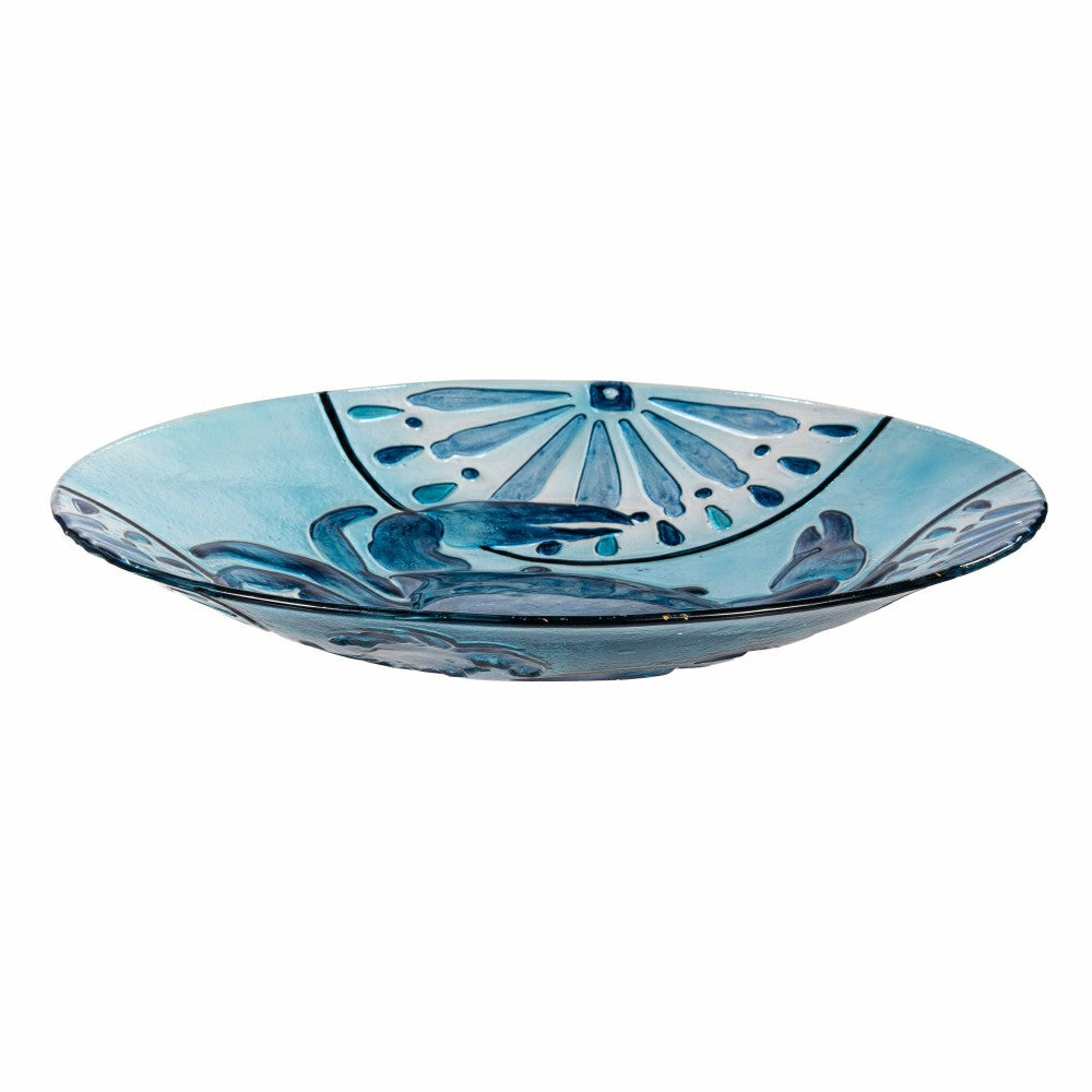 Blue Coastal Birdbath. Blue Crab Glass Birdbath, 18" | Plow & Hearth