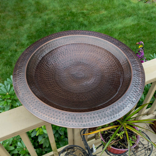 Hammered Burnt Copper Birdbath, 23" Diameter | Plow & Hearth
