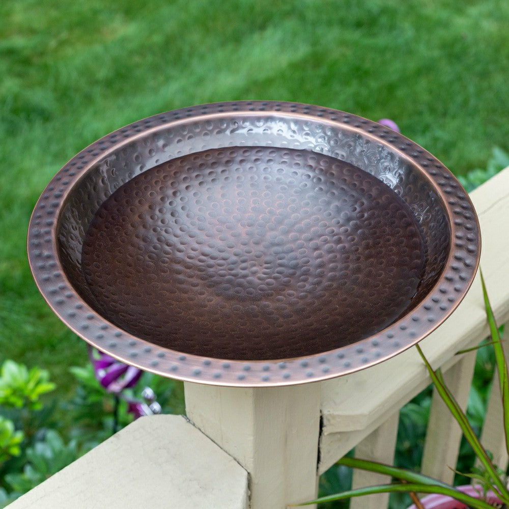 Hammered Burnt Copper Birdbath, 14"Diameter | Plow & Hearth