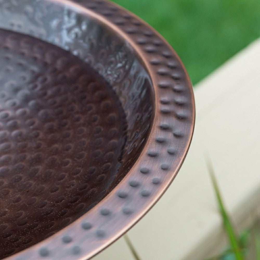 Hammered Burnt Copper Birdbath, 14"Diameter | Plow & Hearth