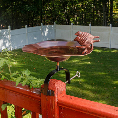 Antiqued Birdbath w/ Over Railing Bracket | Plow & Hearth
