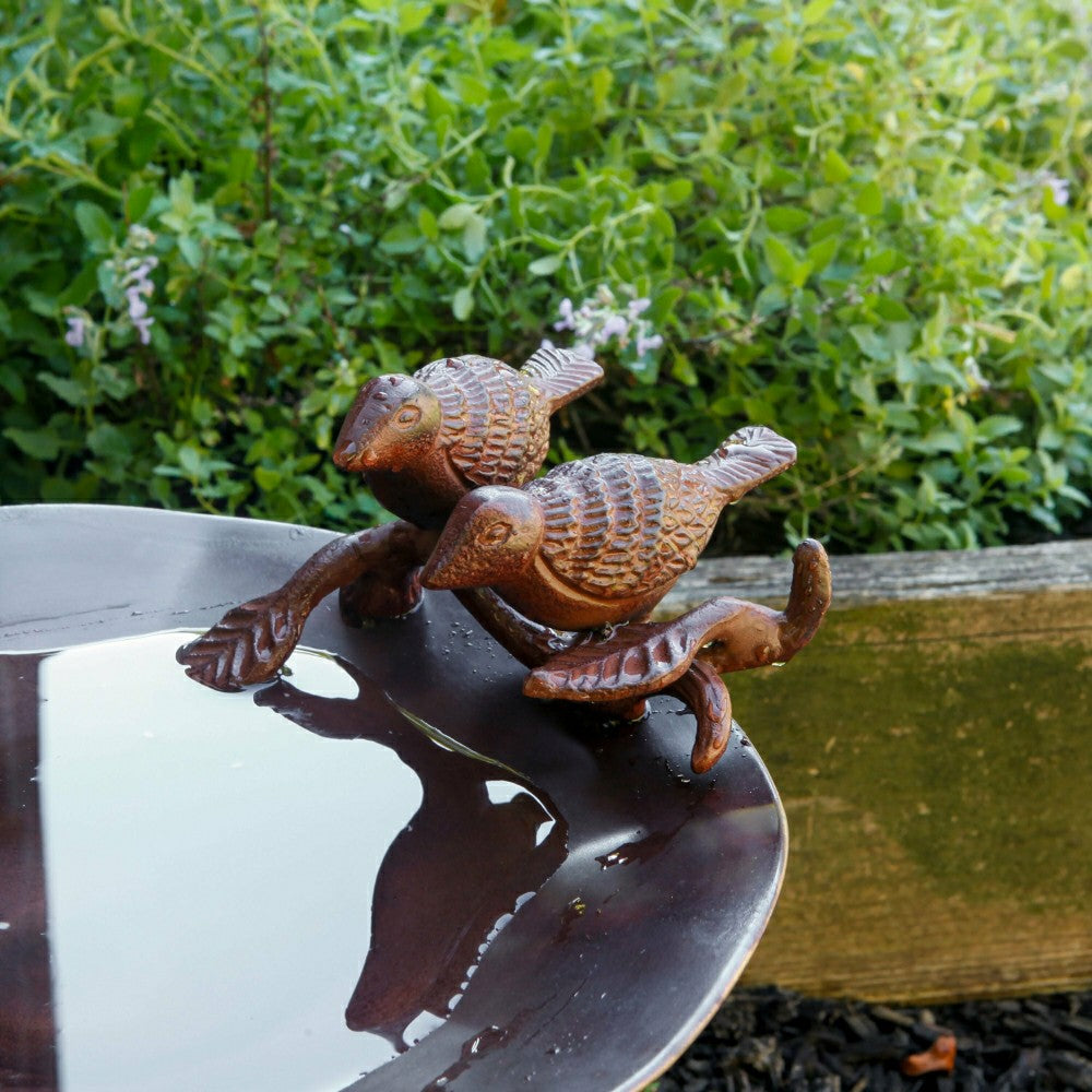 Antiqued Birdbath w/ Over Railing Bracket | Plow & Hearth