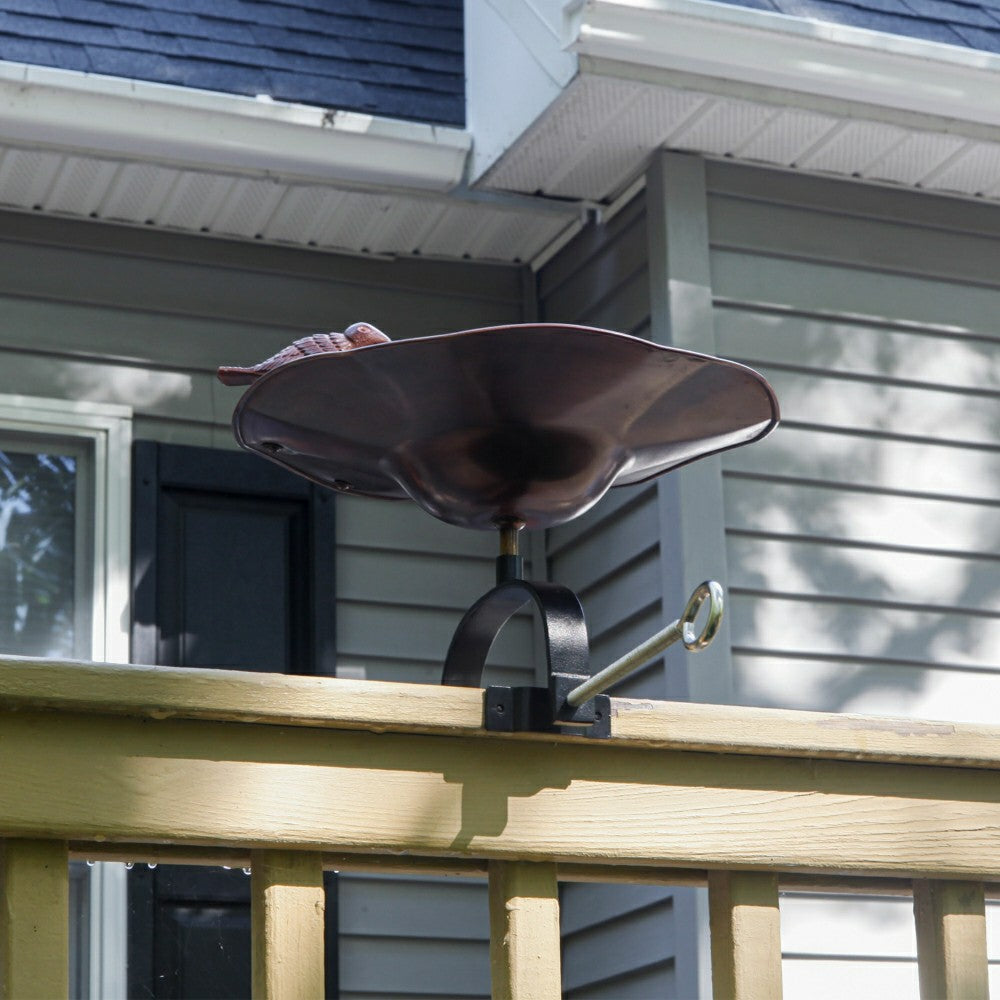 Antiqued Birdbath w/ Over Railing Bracket | Plow & Hearth