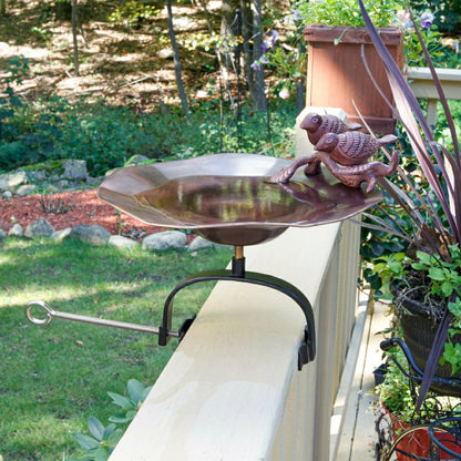 Antiqued Birdbath w/ Over Railing Bracket | Plow & Hearth