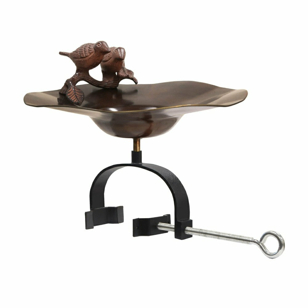 Antiqued Birdbath w/ Over Railing Bracket | Plow & Hearth