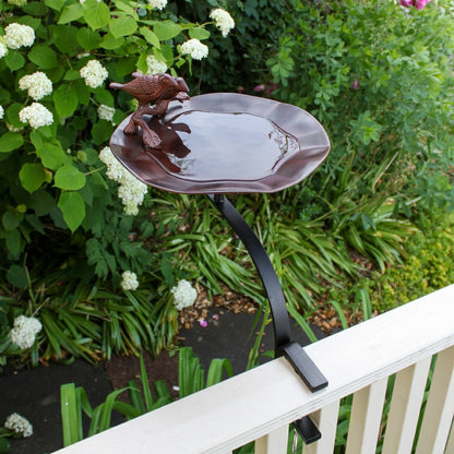 Antiqued Birdbath & Railing Bracket | Plow & Hearth